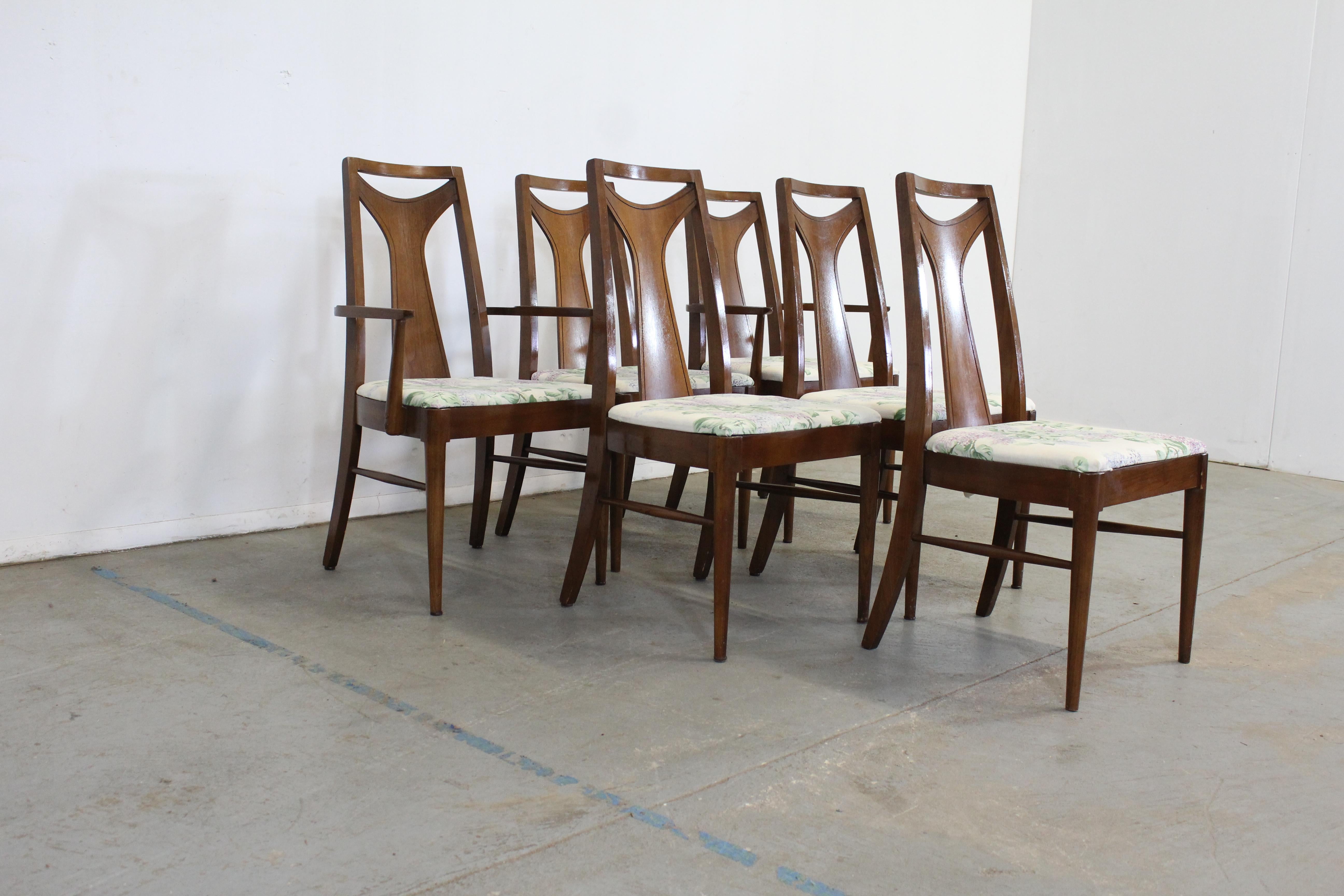 American Set of 6 Mid-Century Modern Kent Coffey Perspecta Walnut Dining Chairs