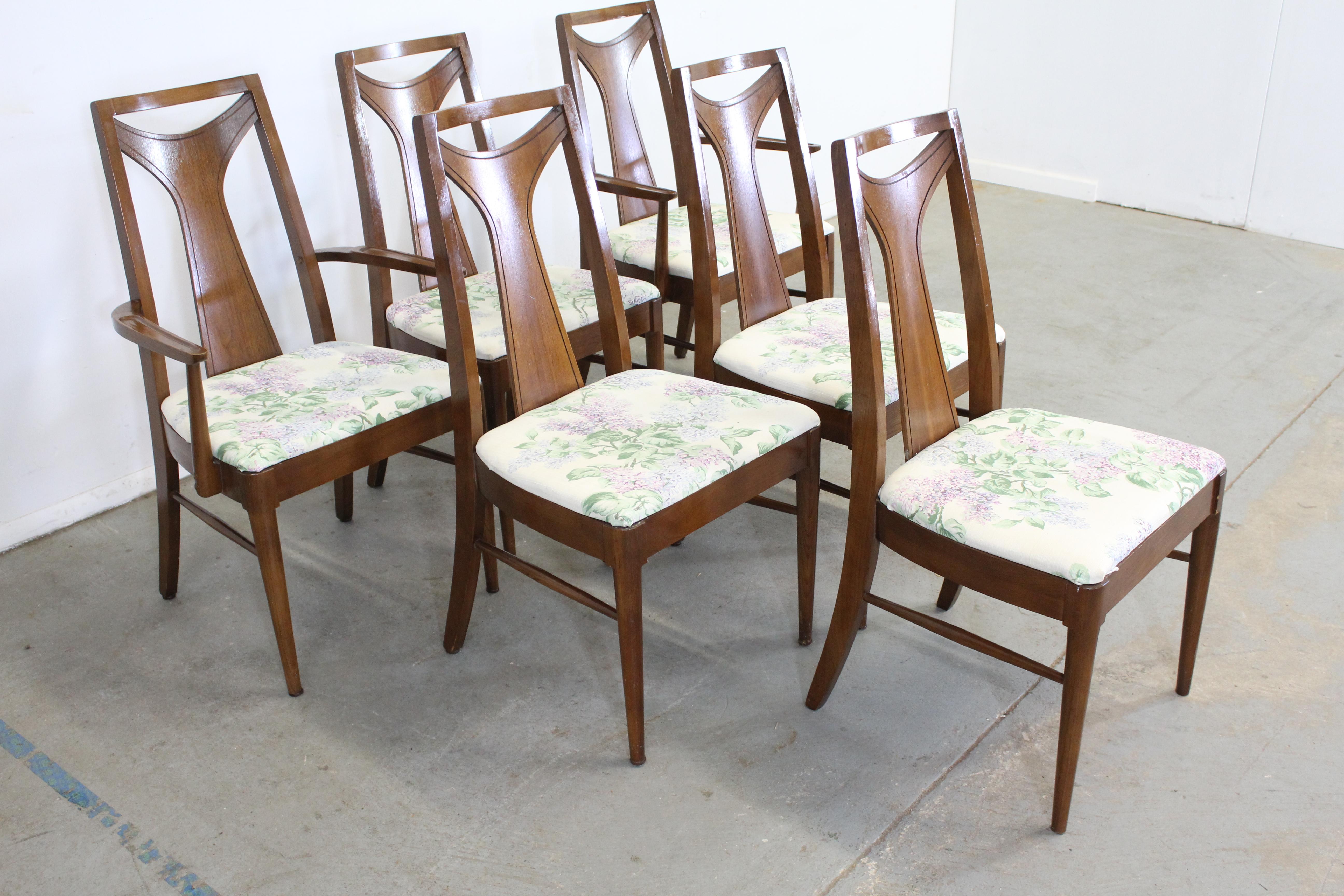 Set of 6 Mid-Century Modern Kent Coffey Perspecta Walnut Dining Chairs In Fair Condition In Wilmington, DE