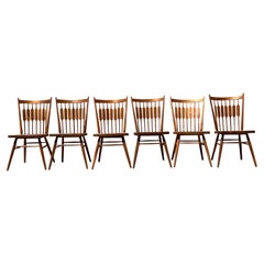 Set of 6 Mid-Century Modern Kipp Stewart for Drexel Side Chairs Solid Walnut