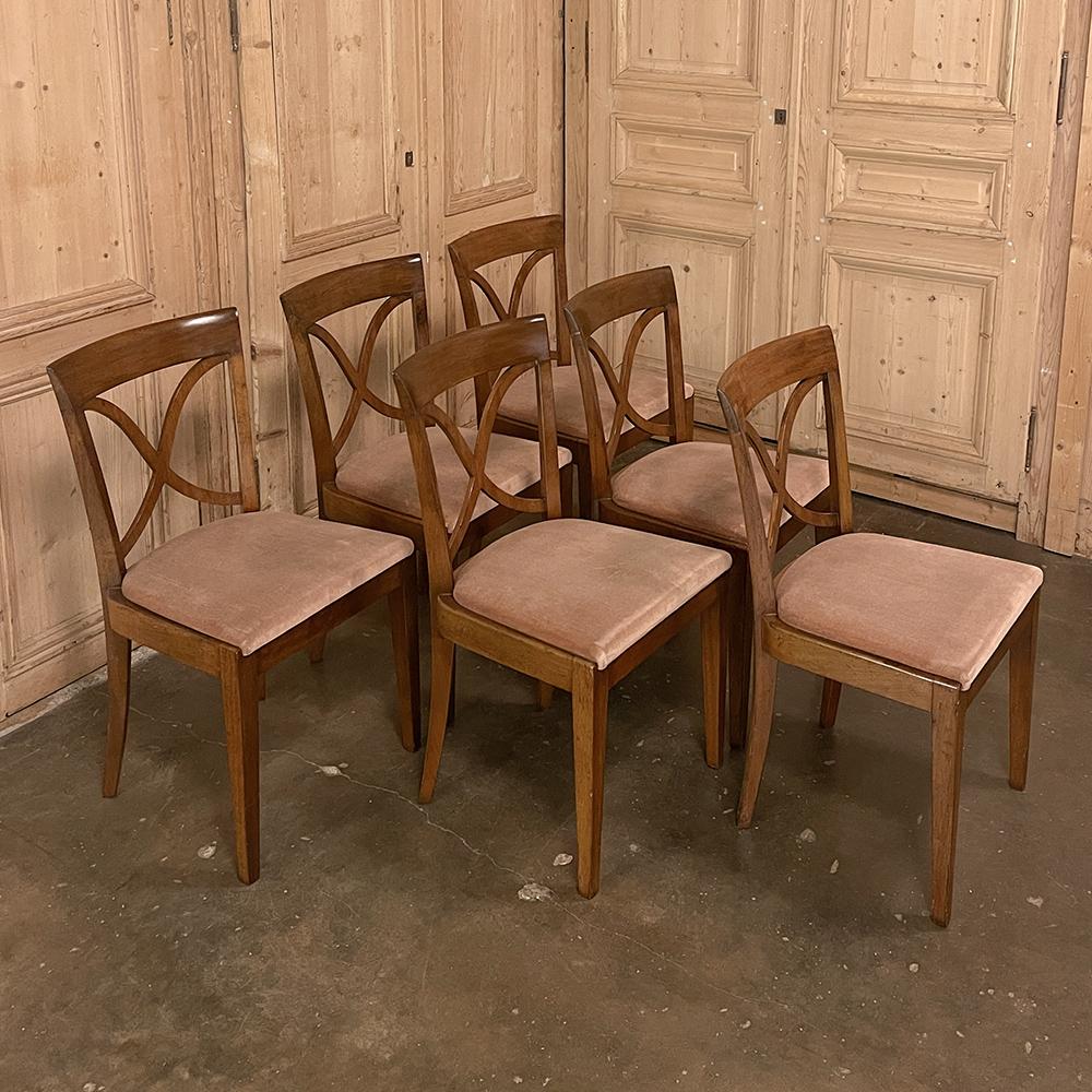 Belgian Set of 6 Mid-Century Modern Mahogany Dining Chairs by De Coene For Sale