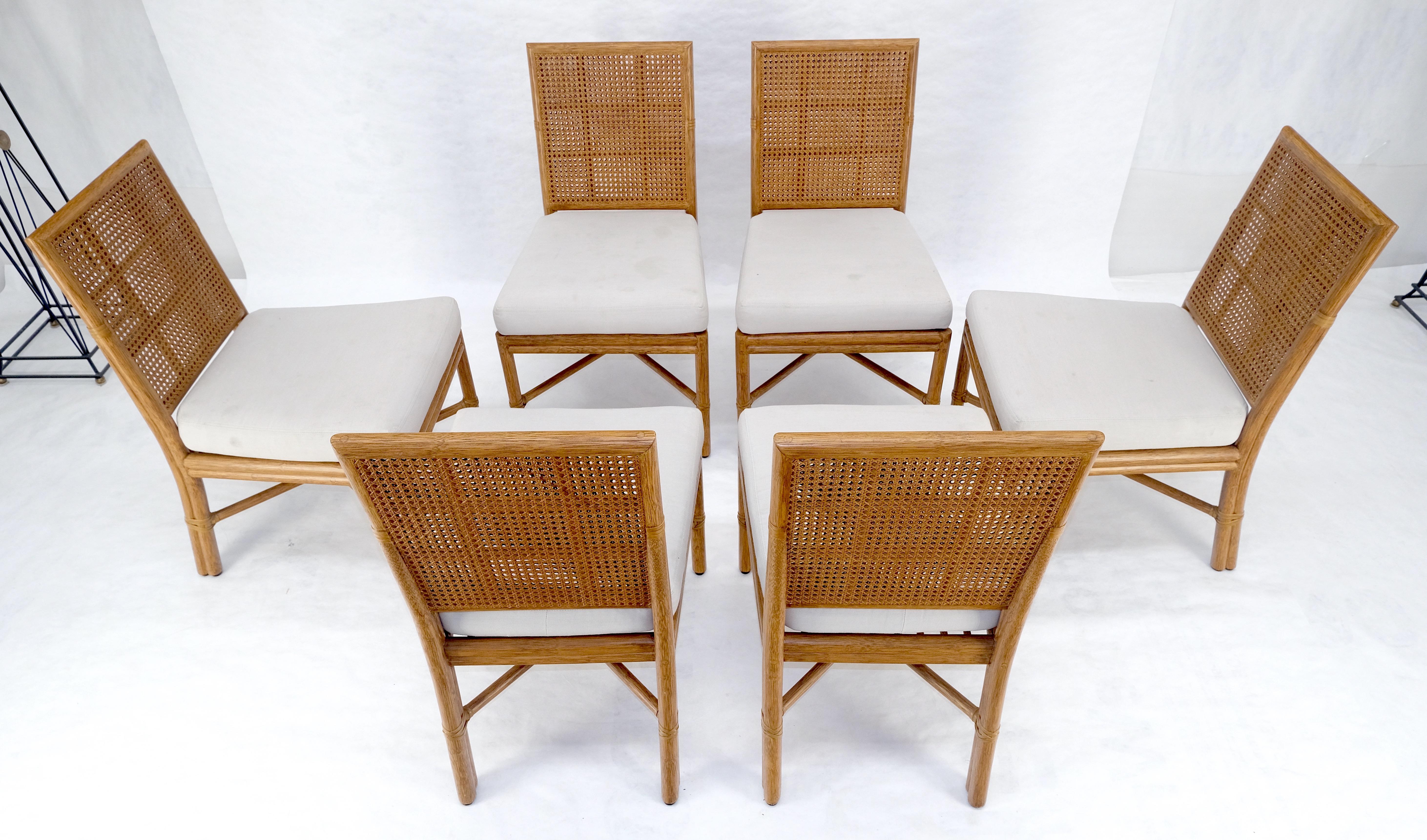 Bambù Set di 6 sedie da pranzo in rattan McGuire Cane 7 del Mid Century Modern MINT in vendita