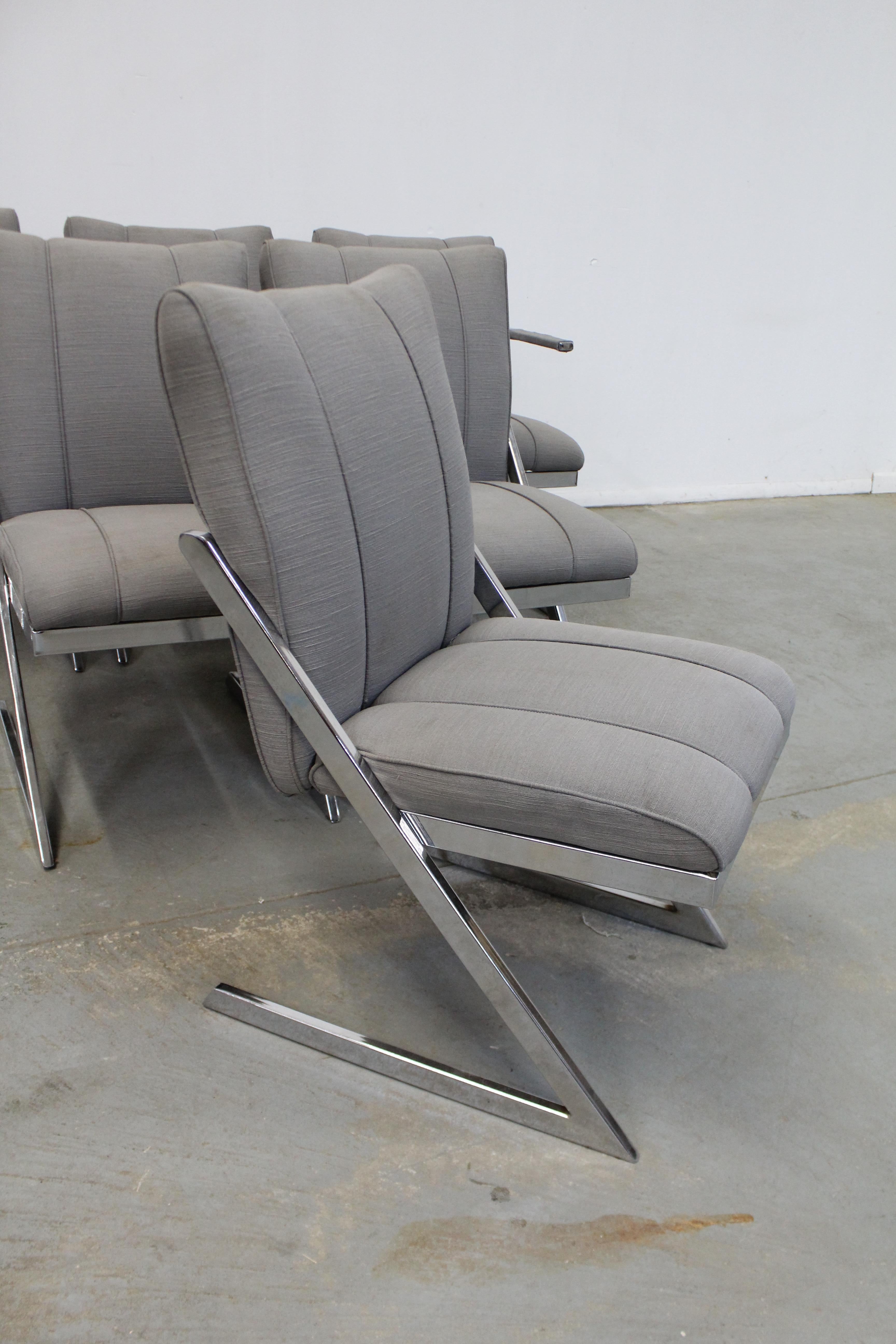 Late 20th Century Set of 6 Mid-Century Modern Milo Baughman Style Z-Bar Cantilever Dining Chairs