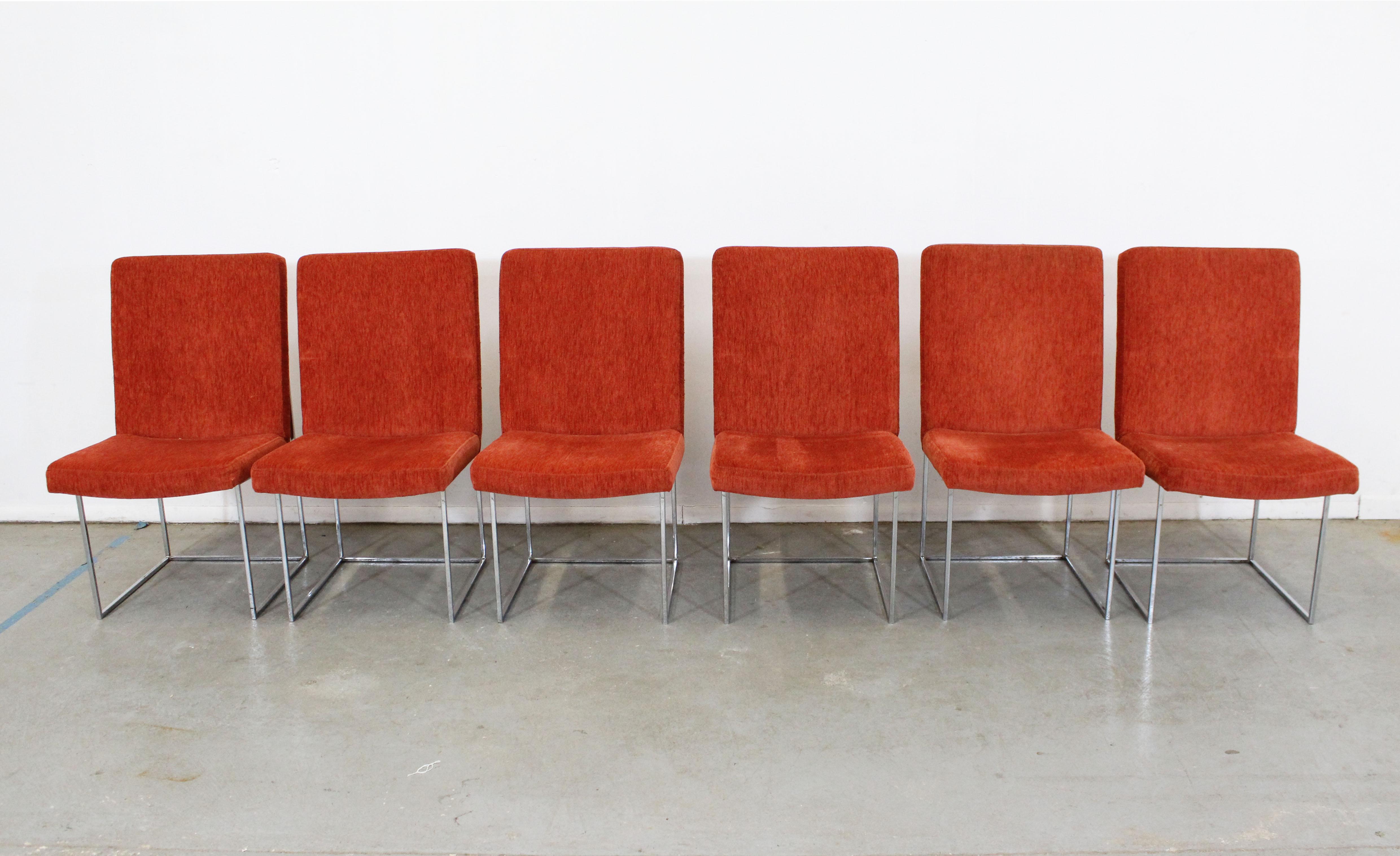 American Set of 6 Mid-Century Modern Milo Baughman for Thayer Coggin Chrome Dining Chairs