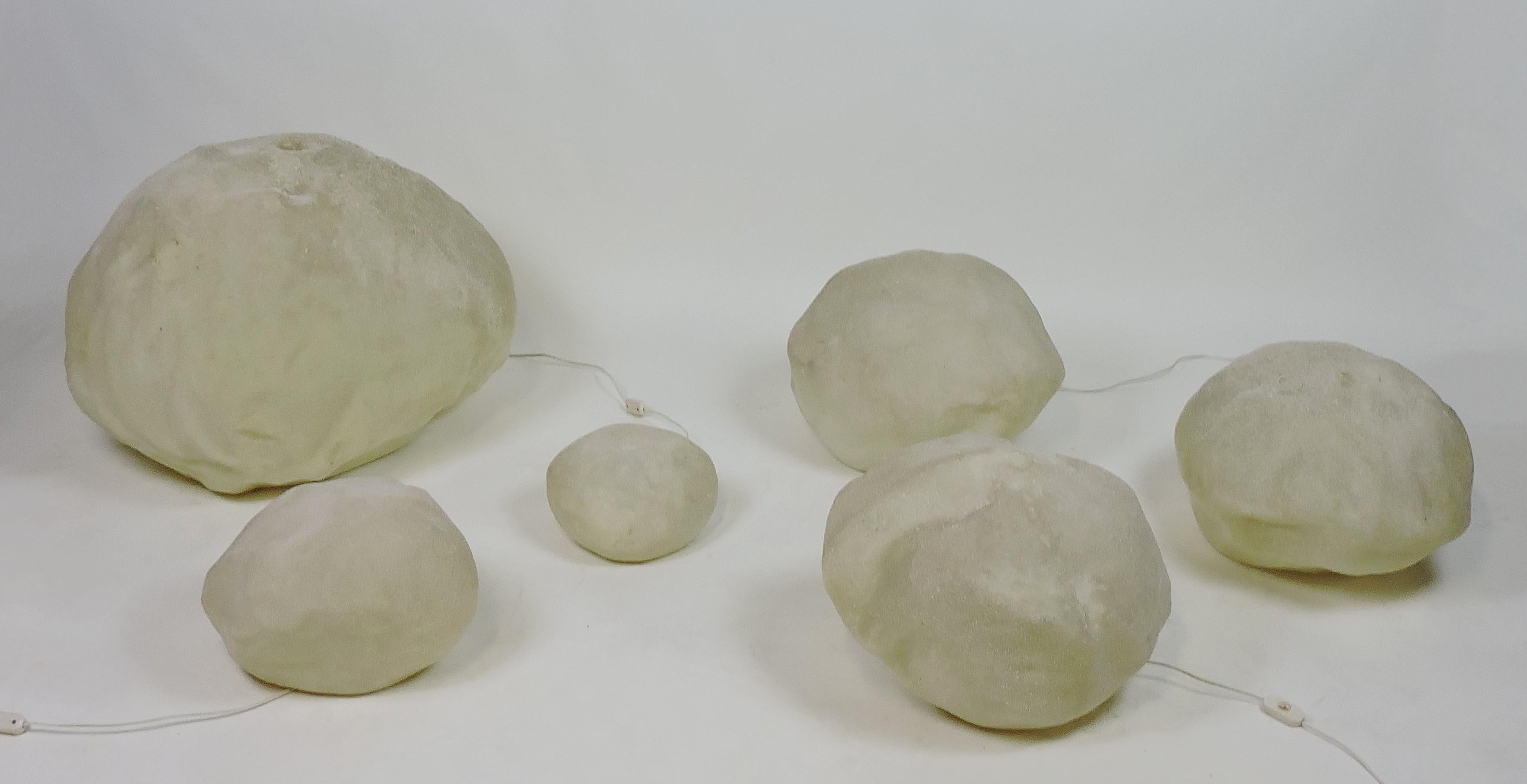 Set of 6 Mid-Century Modern Large Moon Rock Lamps Andre Cazenave for Singleton 3