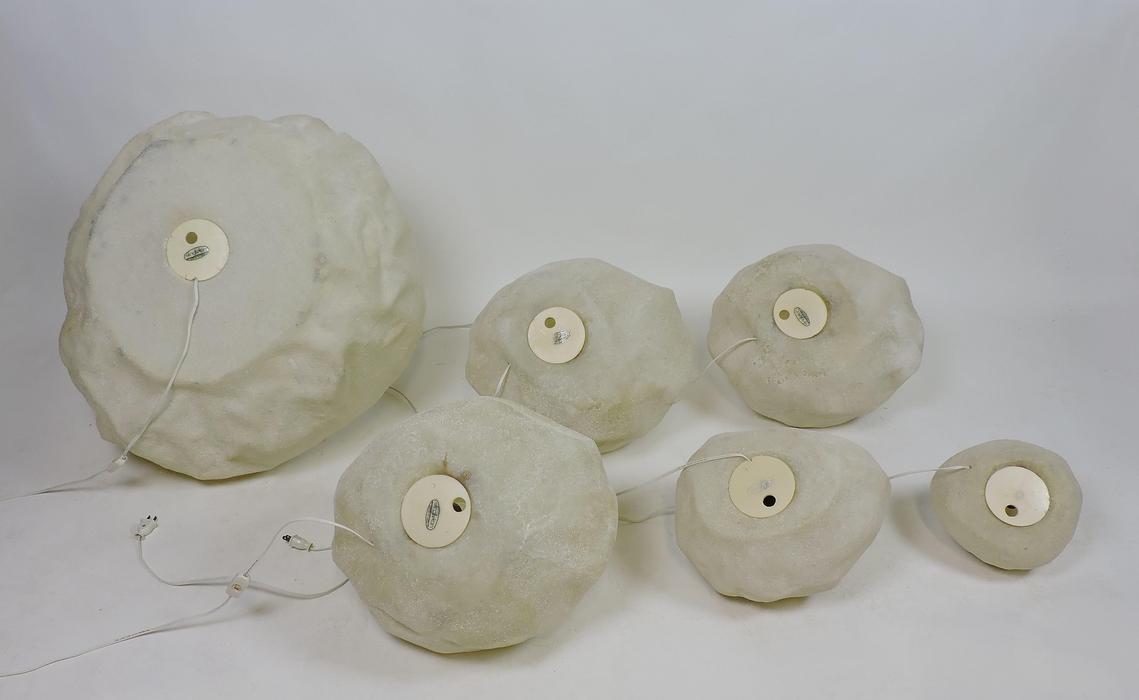 Late 20th Century Set of 6 Mid-Century Modern Large Moon Rock Lamps Andre Cazenave for Singleton