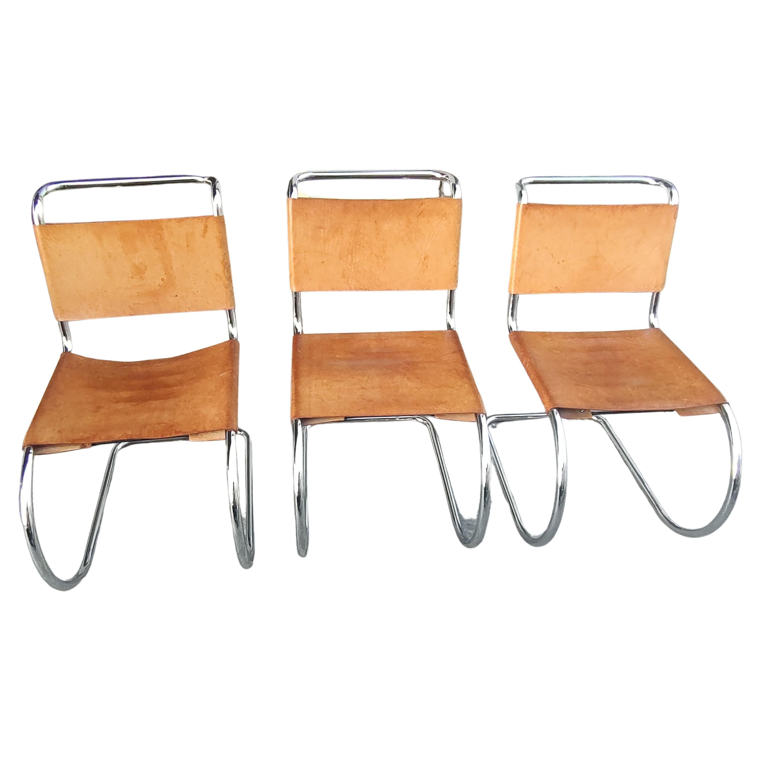 Italian Set of 6 Mid Century Modern MR10 Dining Chairs by Ludwig Mies van der Rohe   For Sale