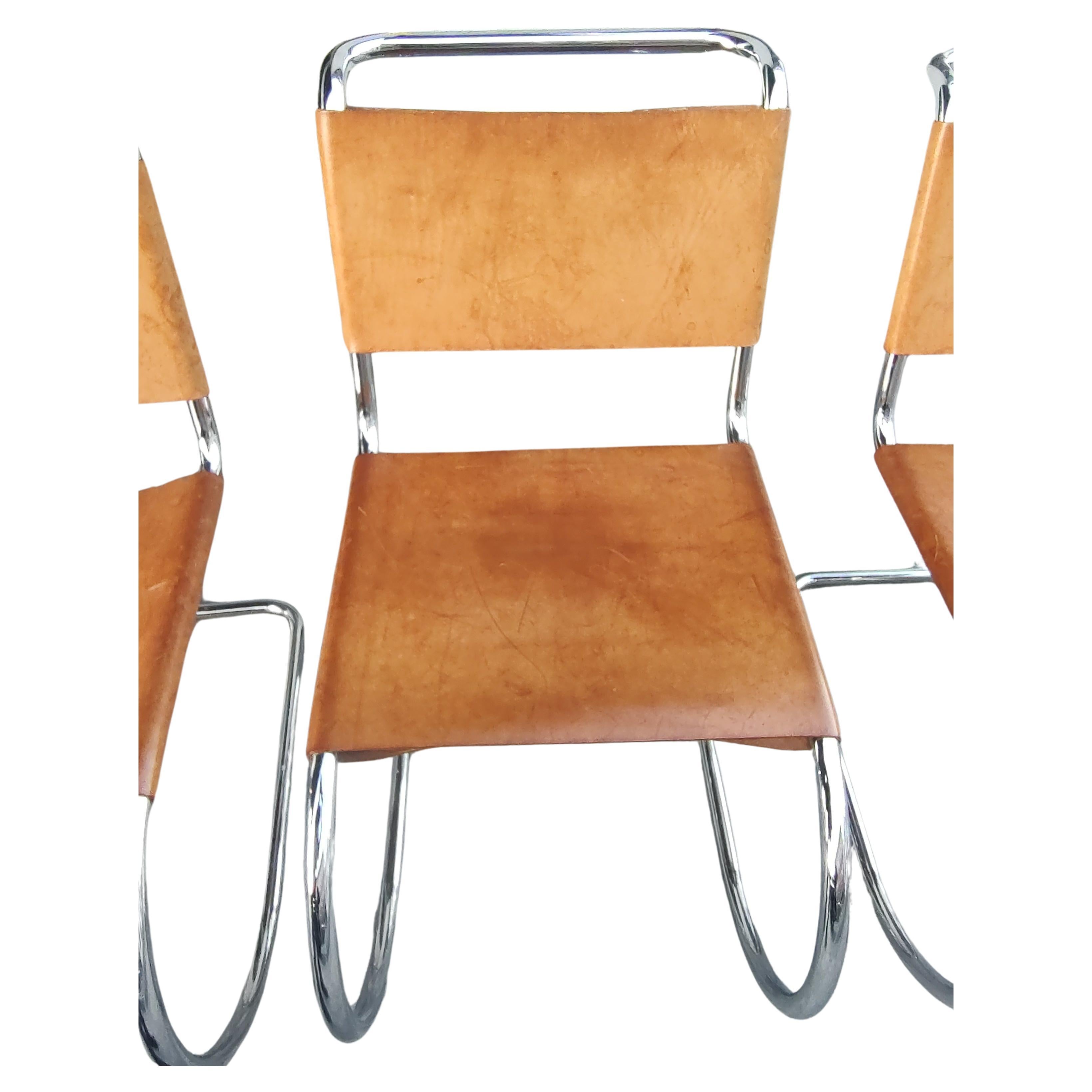 Hand-Crafted Set of 6 Mid Century Modern MR10 Dining Chairs by Ludwig Mies van der Rohe   For Sale