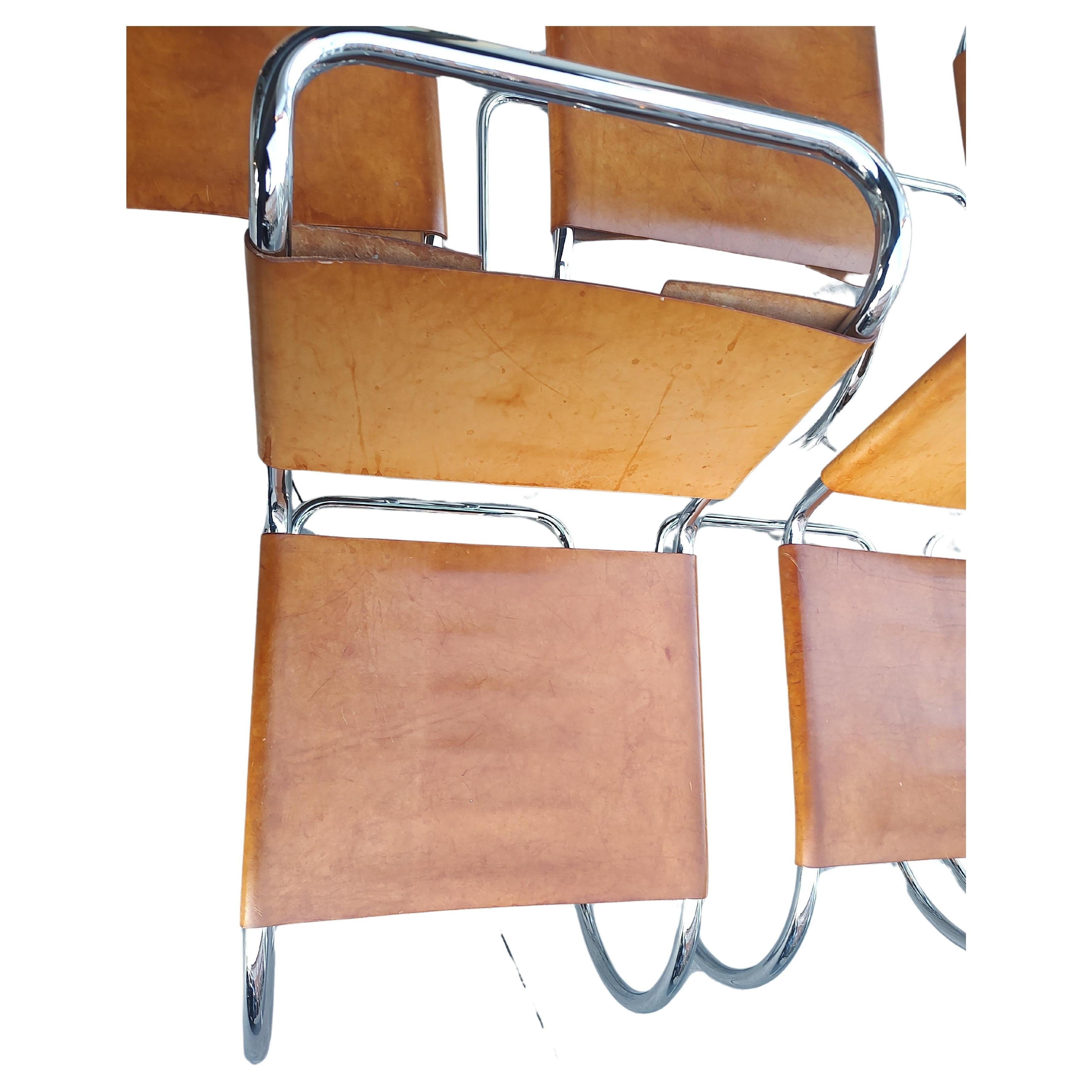 Satz von 6 modernen MR10-Esszimmerstühlen aus der Mitte des Jahrhunderts von Ludwig Mies van der Rohe   im Zustand „Gut“ im Angebot in Port Jervis, NY