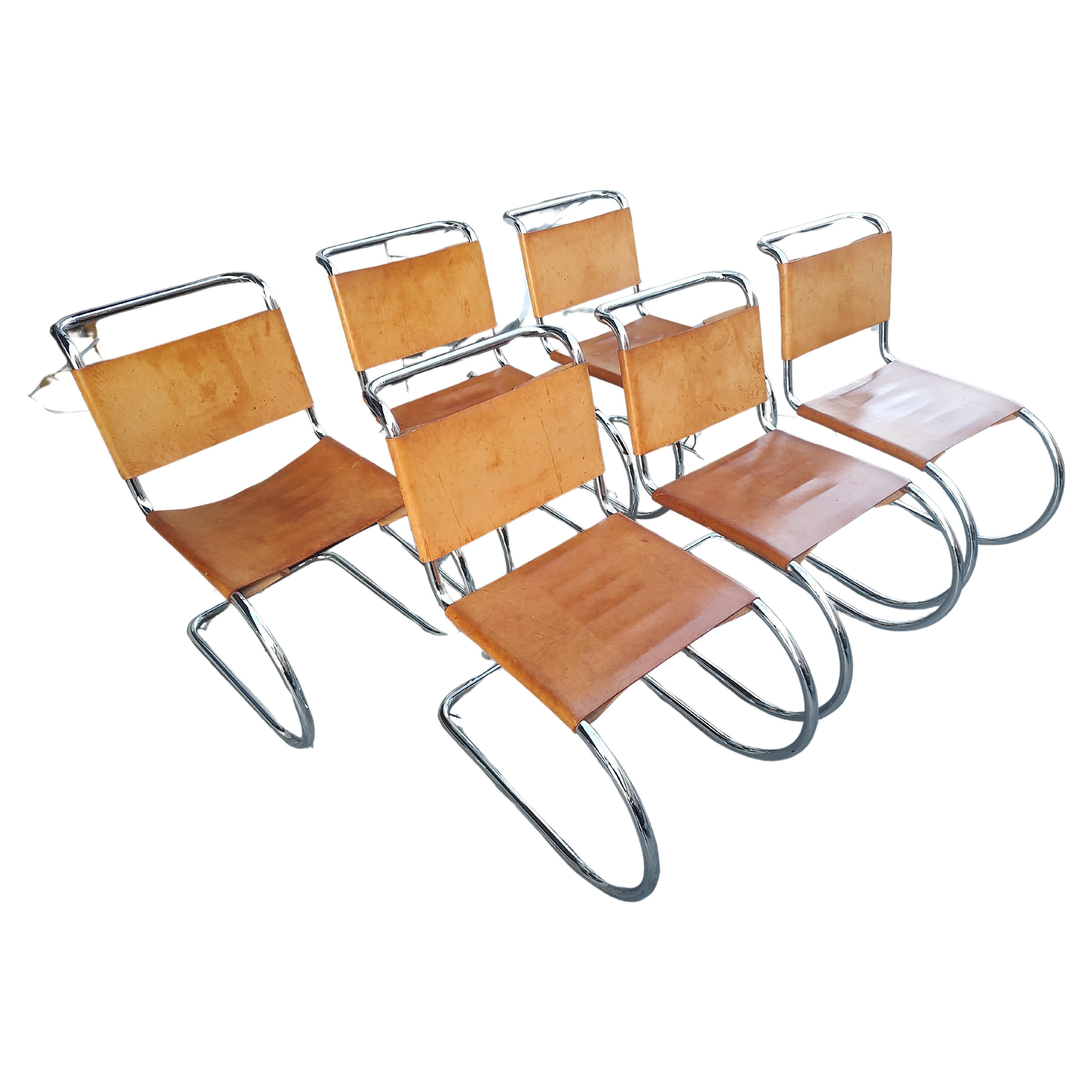 Late 20th Century Set of 6 Mid Century Modern MR10 Dining Chairs by Ludwig Mies van der Rohe   For Sale