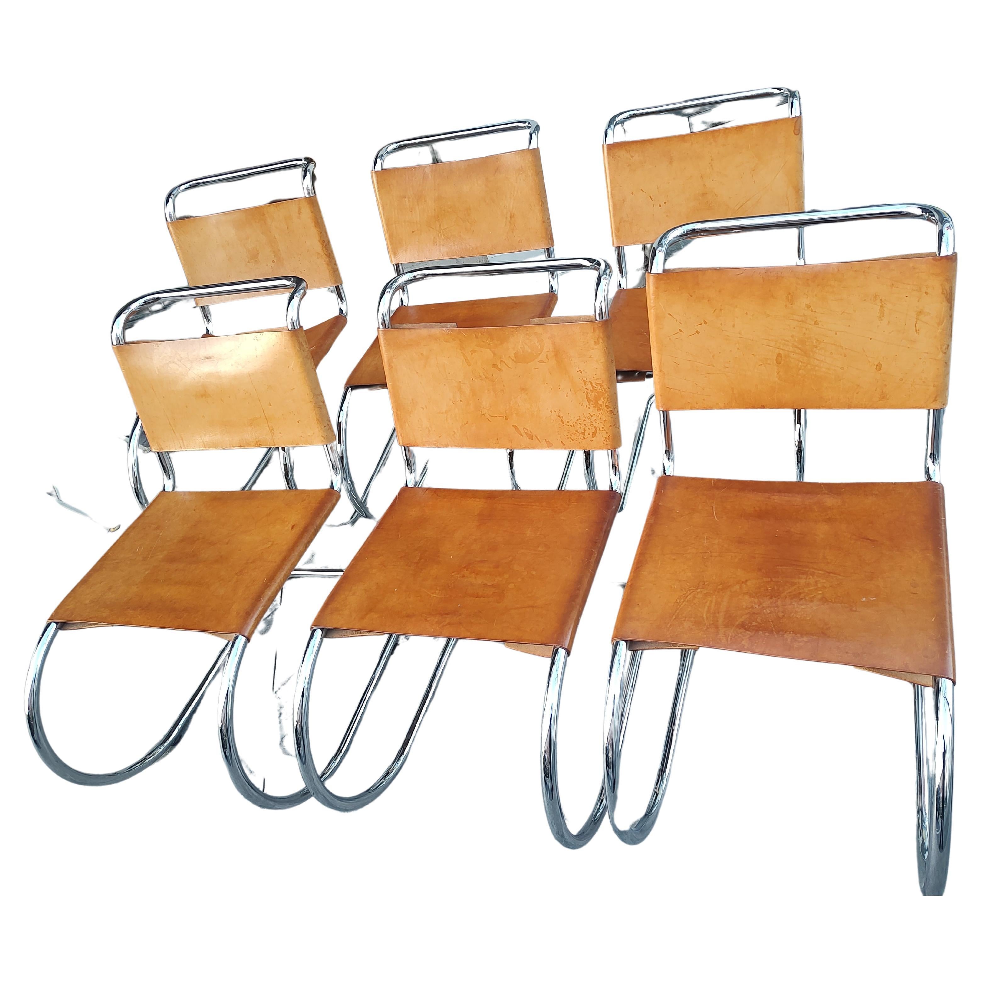 Satz von 6 modernen MR10-Esszimmerstühlen aus der Mitte des Jahrhunderts von Ludwig Mies van der Rohe im Angebot