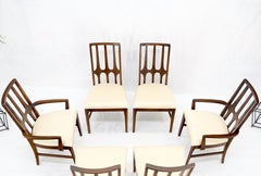 Set of 6 Mid-Century Modern New Linen Upholstery Walnut Dining Chairs Mint!
