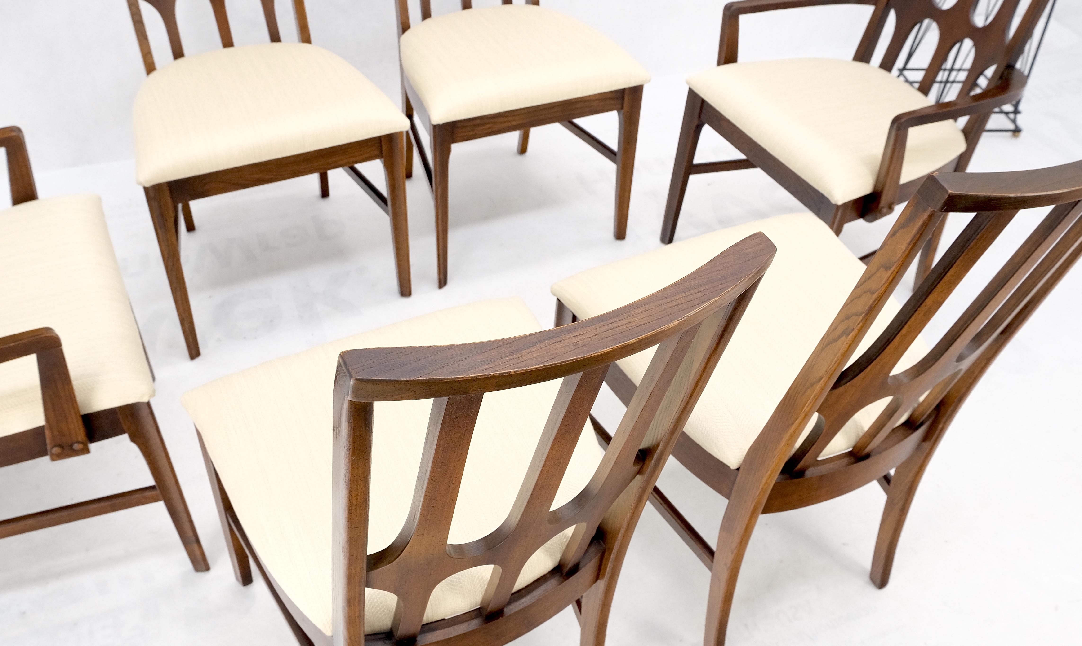 Américain Ensemble de 6 chaises de salle à manger modernes du milieu du siècle dernier en lin et noyer rembourré MINT ! en vente