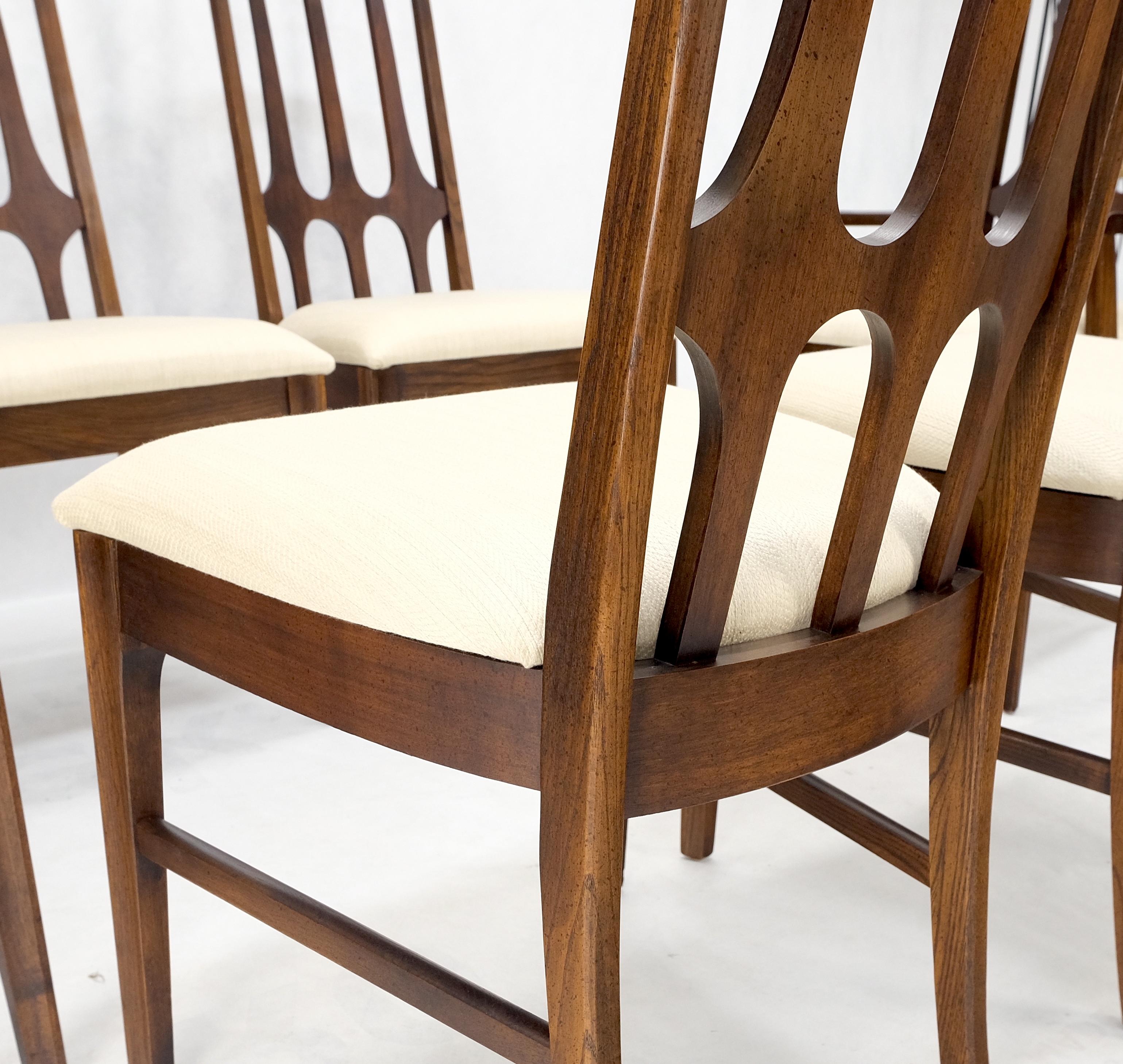 Ensemble de 6 chaises de salle à manger modernes du milieu du siècle dernier en lin et noyer rembourré MINT ! Bon état - En vente à Rockaway, NJ