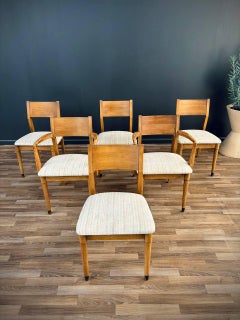 Set of 6 Mid-Century Modern Oak Dining Chairs by Drexel