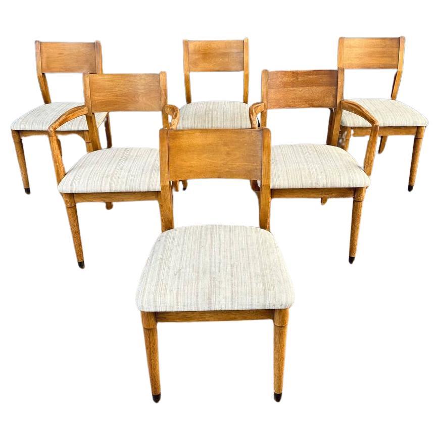 Set of 6 Mid-Century Modern Oak Dining Chairs by Drexel For Sale