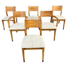 Juego de 6 sillas de comedor modernas de mediados de siglo de roble by Drexel