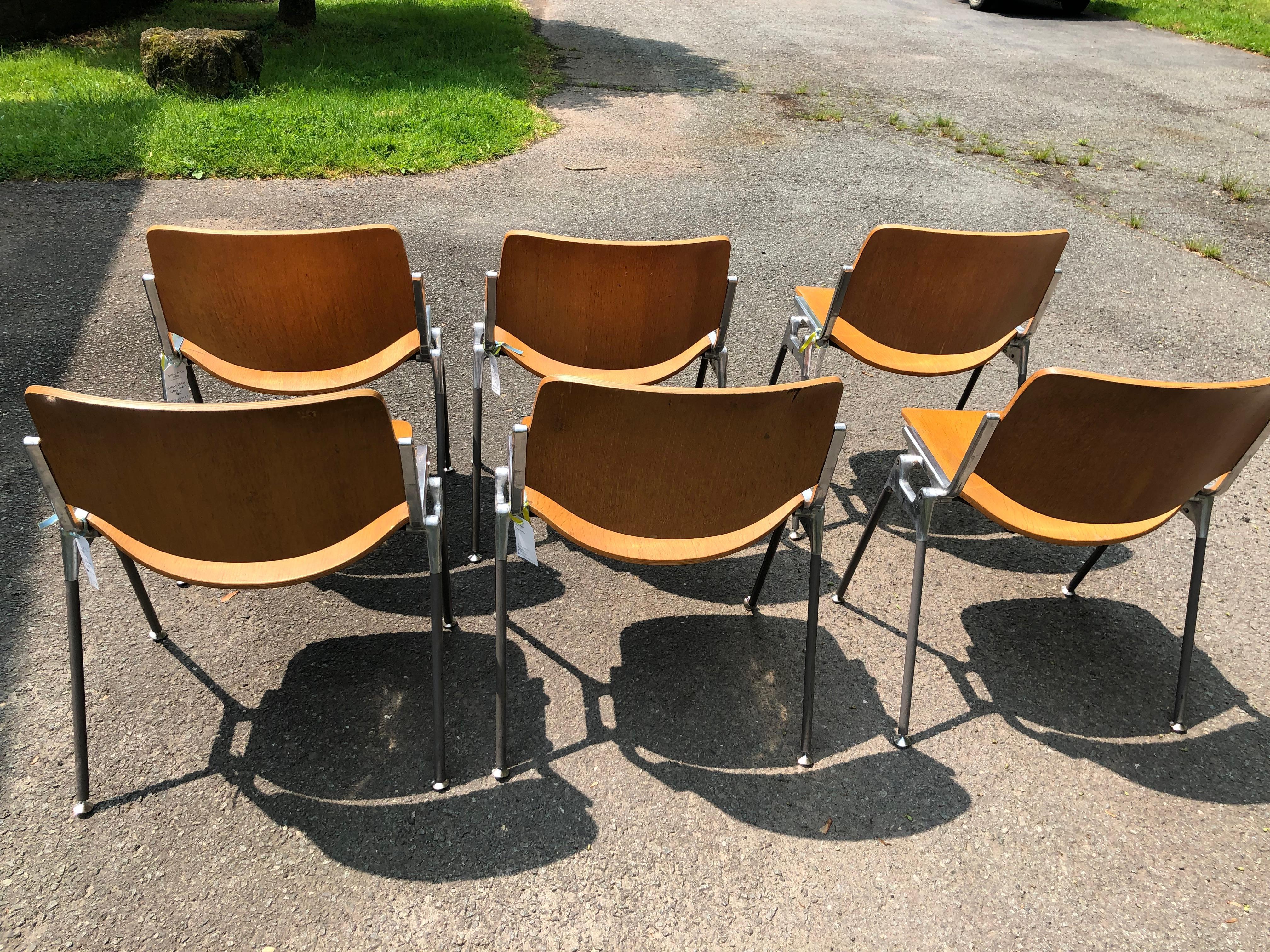  Set of 6 Mid-Century Modern Plywood & Steel Schoolhouse Dining Chairs 6