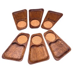 Set of 6 Mid-Century Modern Rare Snack Server Trays