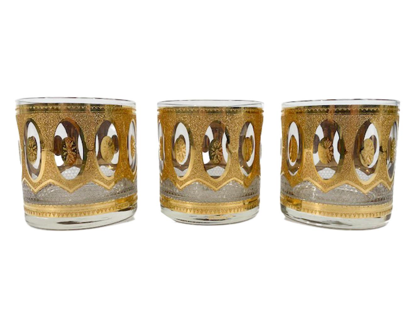 20th Century Set of 6 Mid-Century Modern Rocks Glasses by Culver in the Recency Pattern For Sale