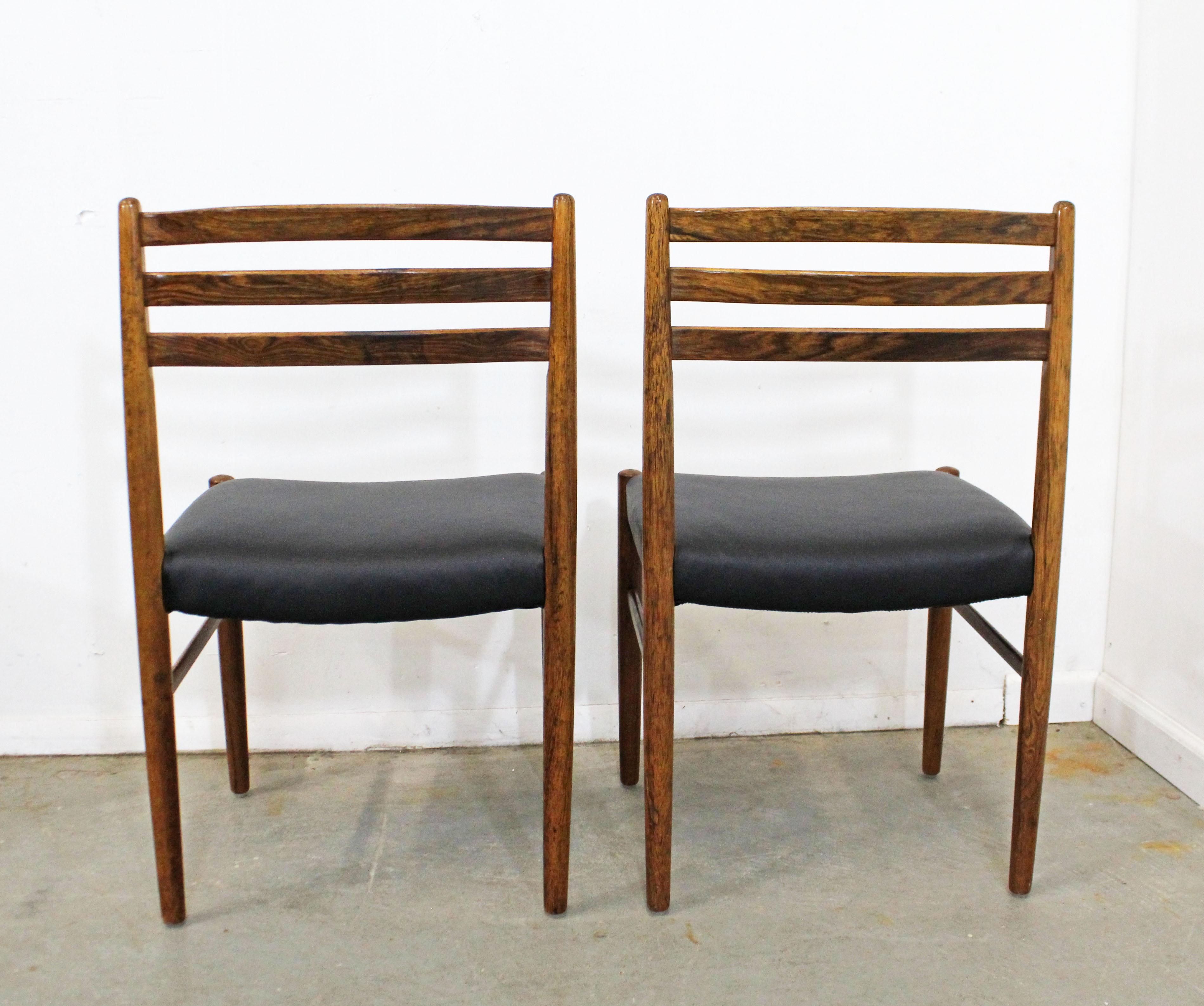 20th Century Set of 6 Mid-Century Modern Rosewood and Leather Dining Chairs