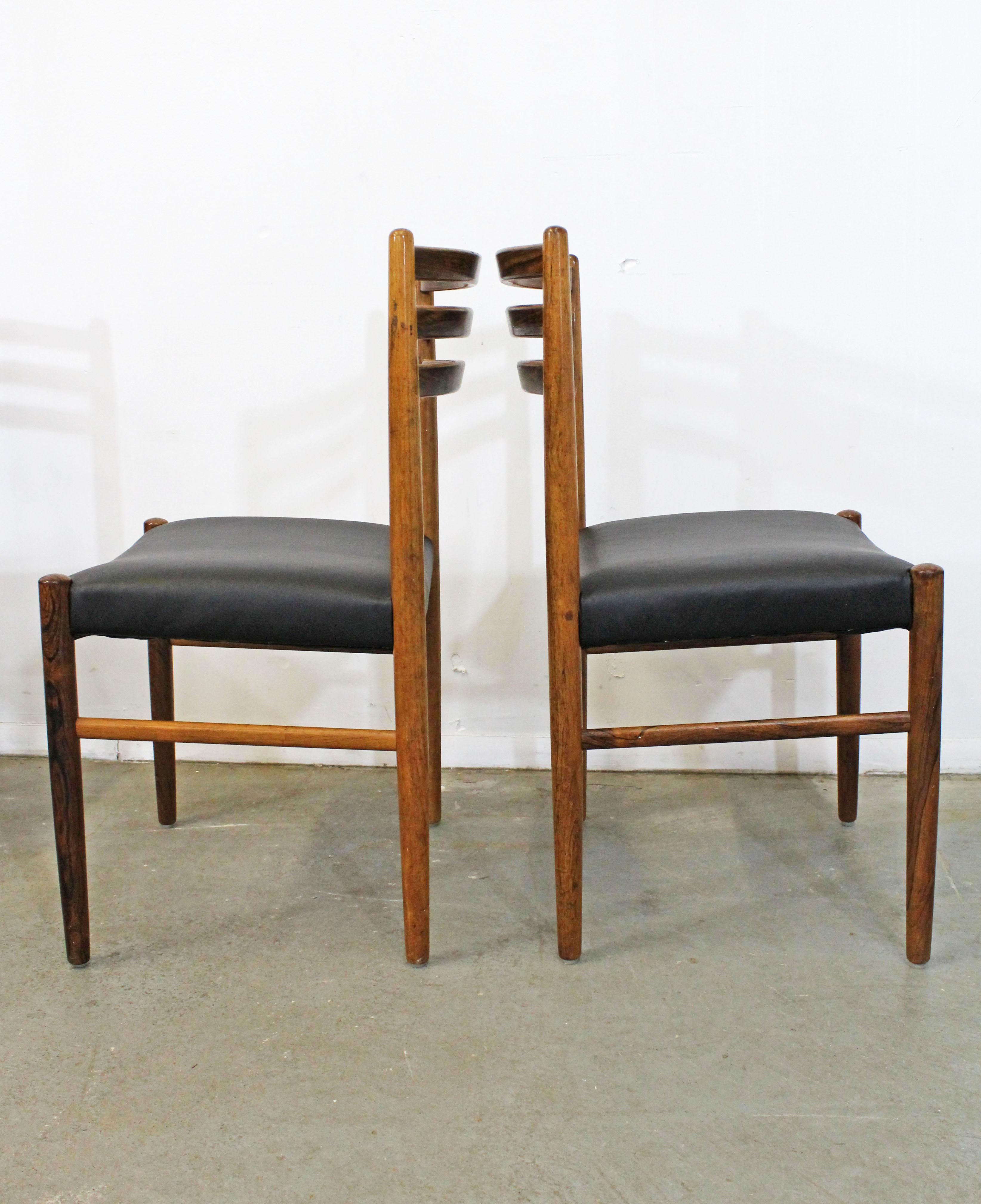 Set of 6 Mid-Century Modern Rosewood and Leather Dining Chairs 1