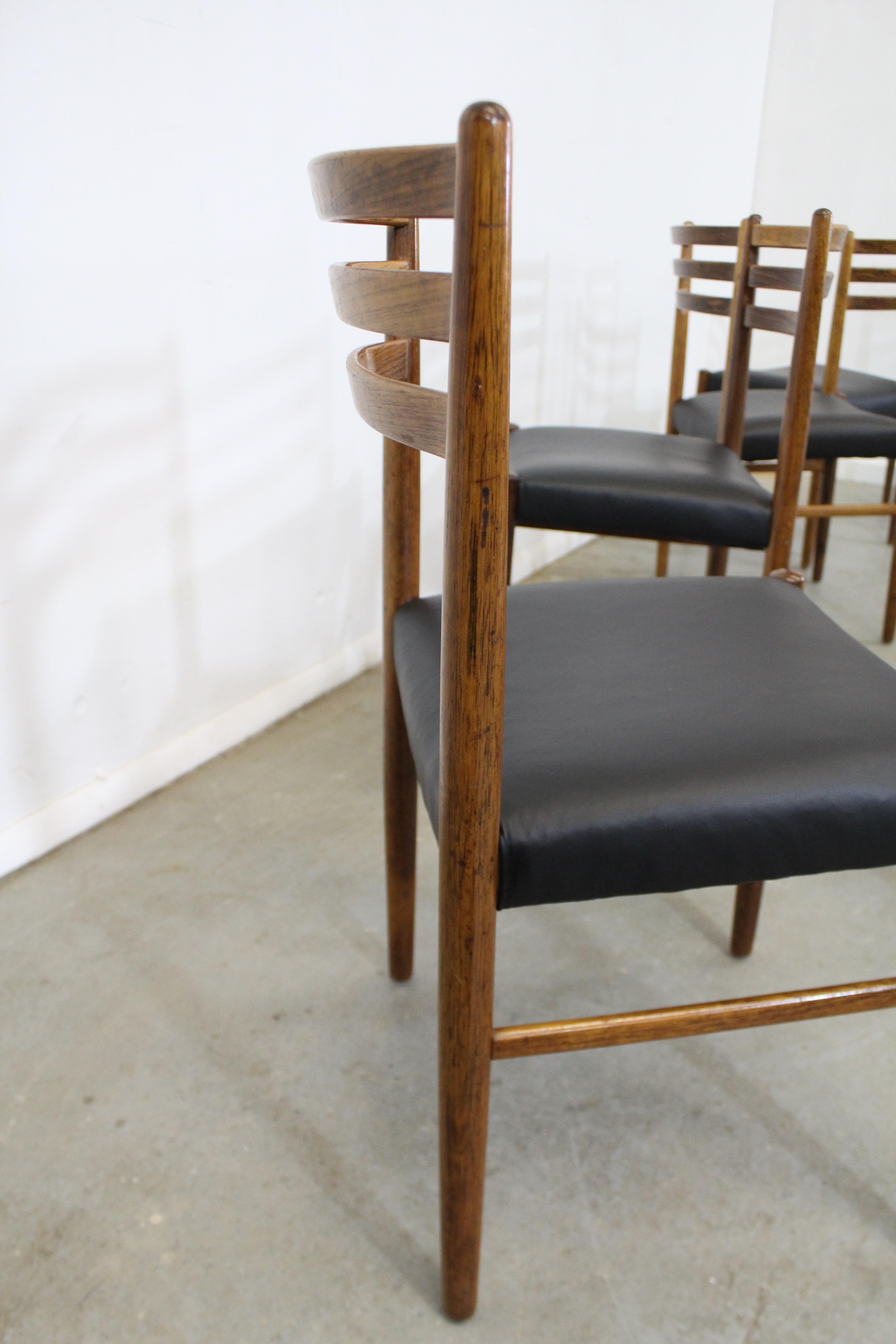 Set of 6 Mid-Century Modern Rosewood and Leather Dining Chairs 3