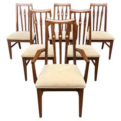 Set of 6 Mid-Century Modern Sculpted Walnut Dining Chairs
