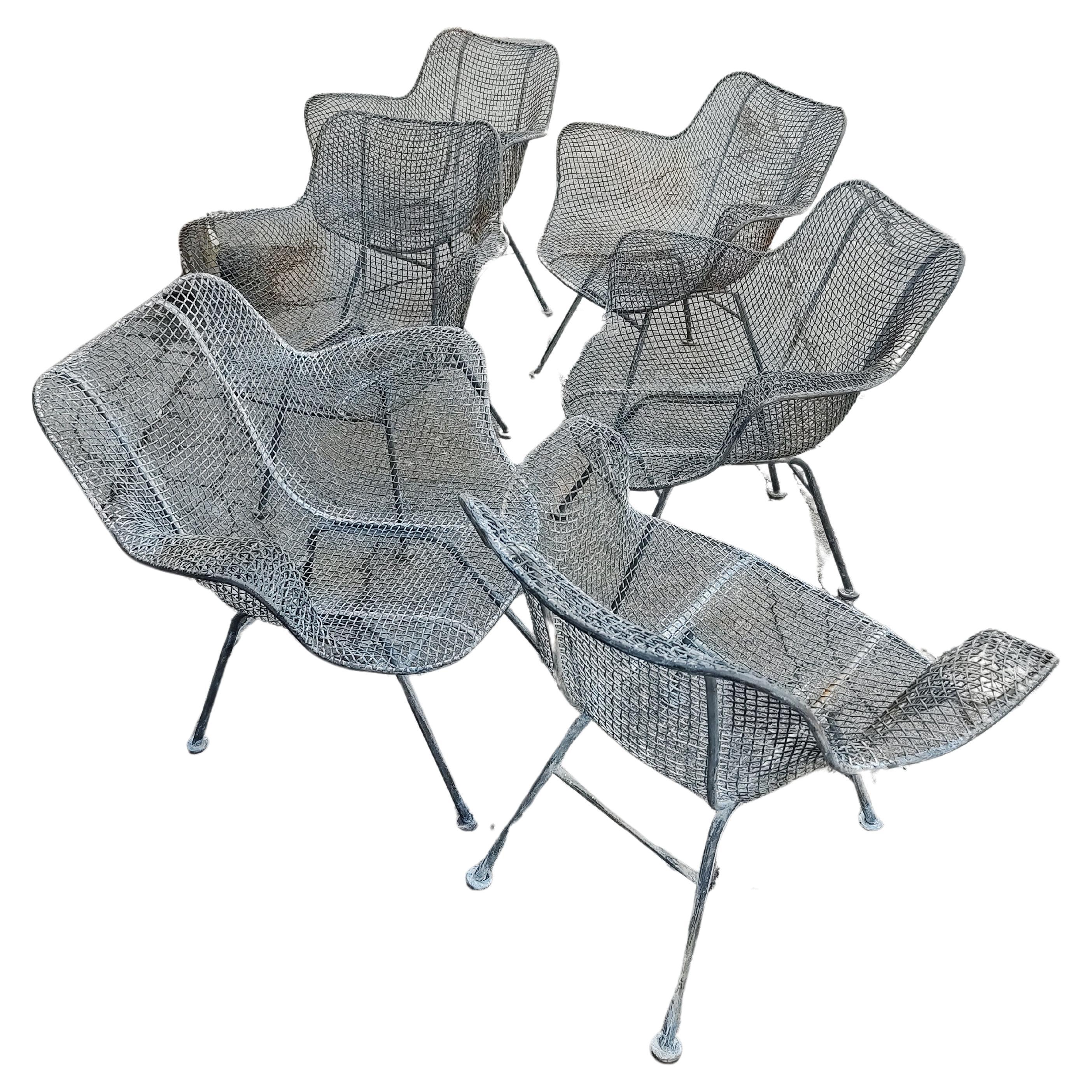 Set of 6 Mid Century Modern Sculptura Armchairs by Russell Woodard C1955 For Sale