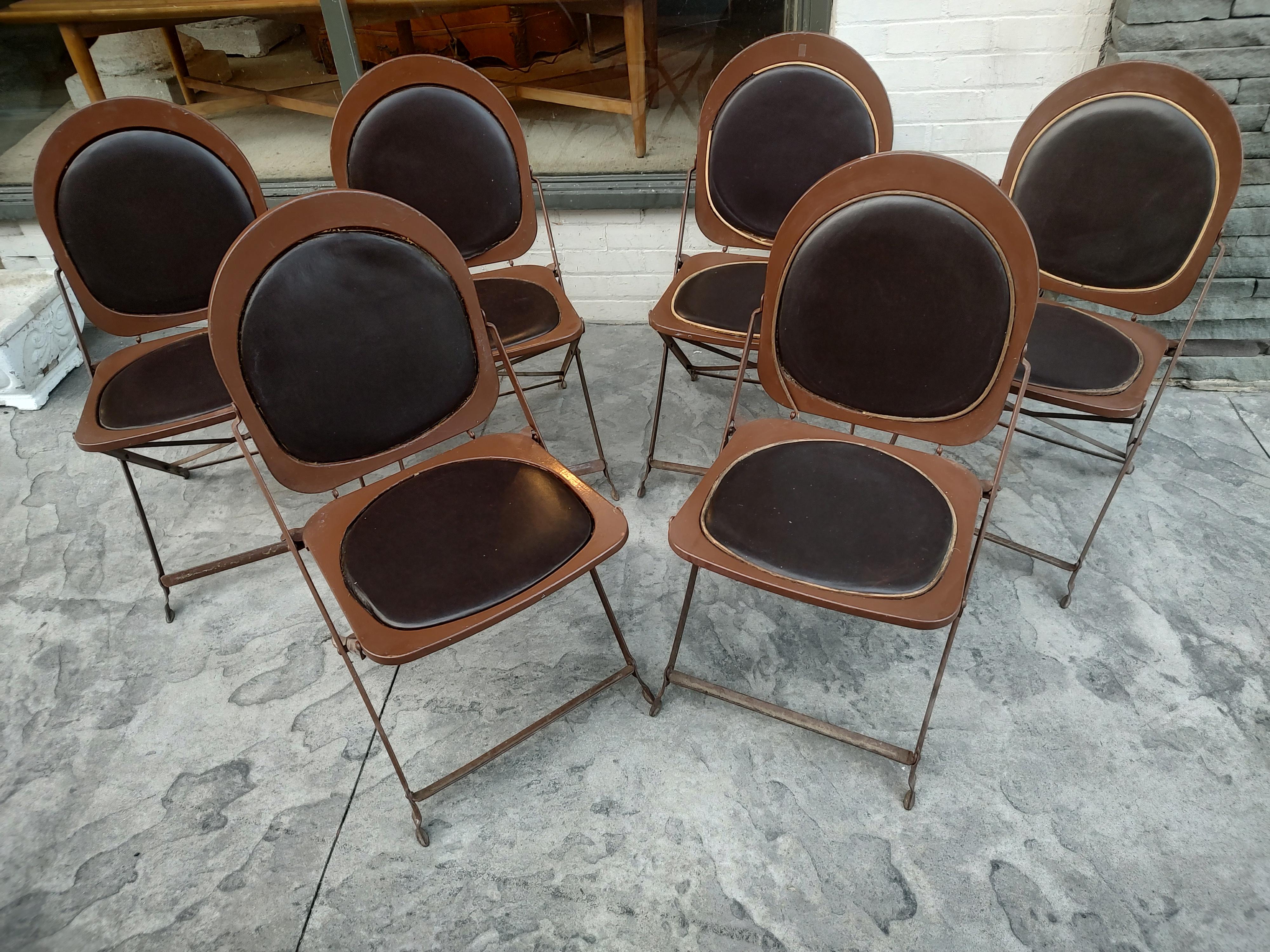 Set of Six Mid-Century Modern Sculptural Unique Folding Chairs For Sale 6