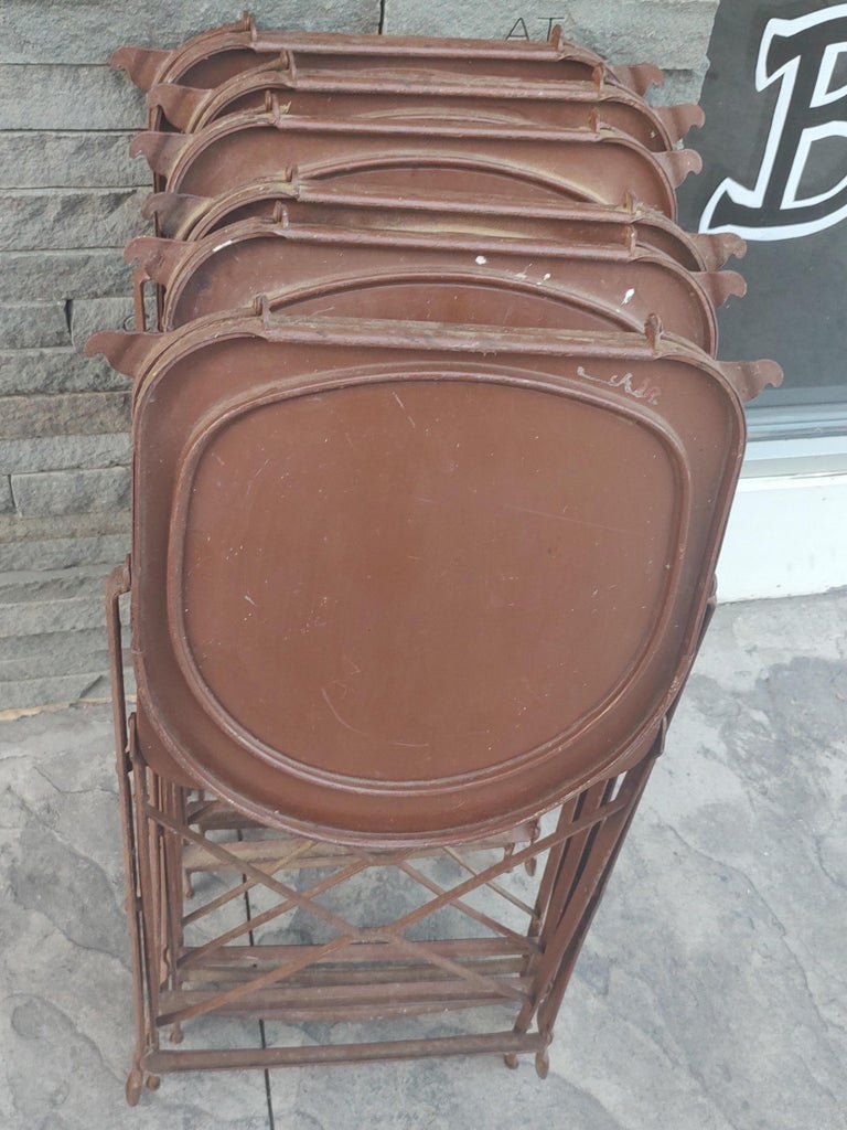 Set of 6 MidCentury Modern Sculptural Folding Chairs For Sale at 1stDibs