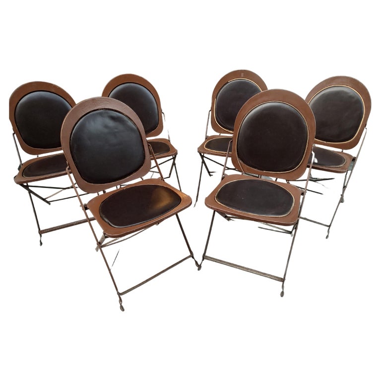 Set of 6 MidCentury Modern Sculptural Folding Chairs For Sale at 1stDibs