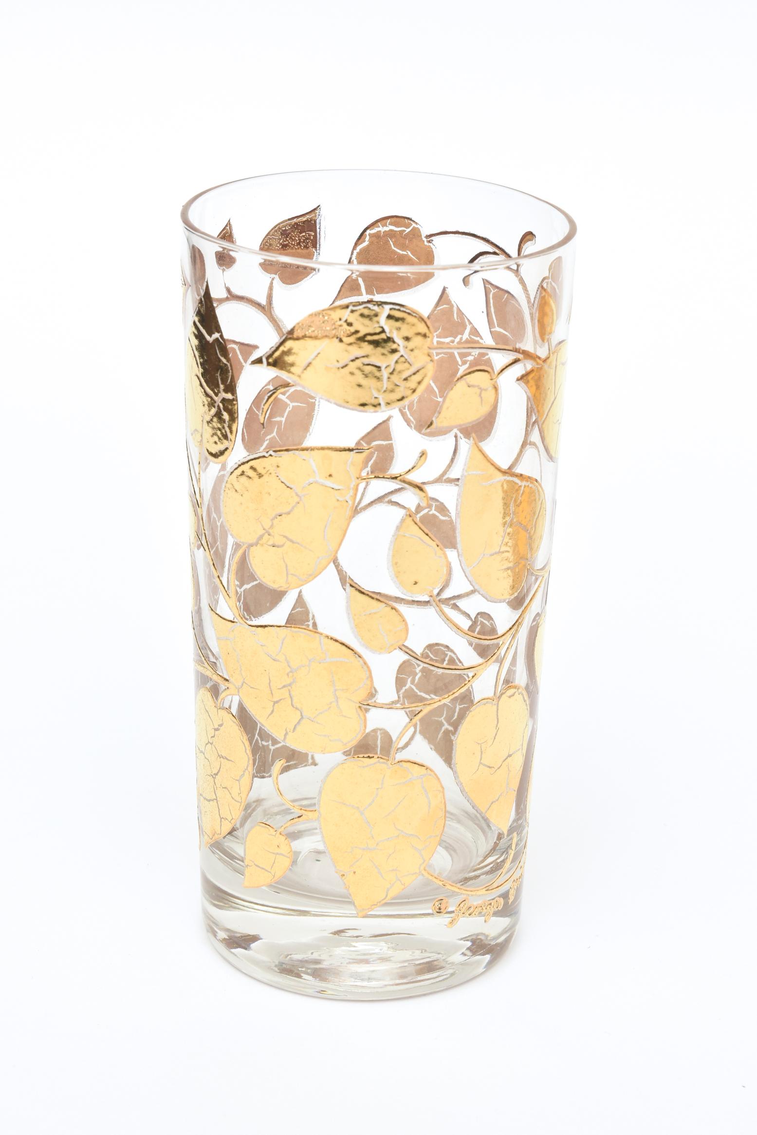 Mid-20th Century Georges Briard Gold and Clear Glass Highballs Mid Century Modern Barware