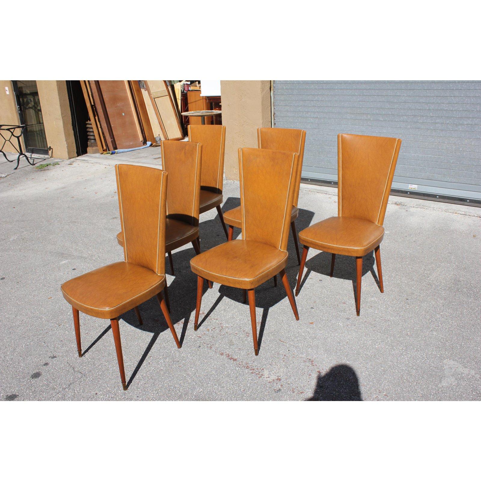 Set of 6 Mid-Century Modern Solid Mahogany Dining Chairs, 1960s In Good Condition In Hialeah, FL