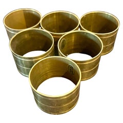 6 Serviettenringe aus massivem patiniertem Messing, Mid Century Modern