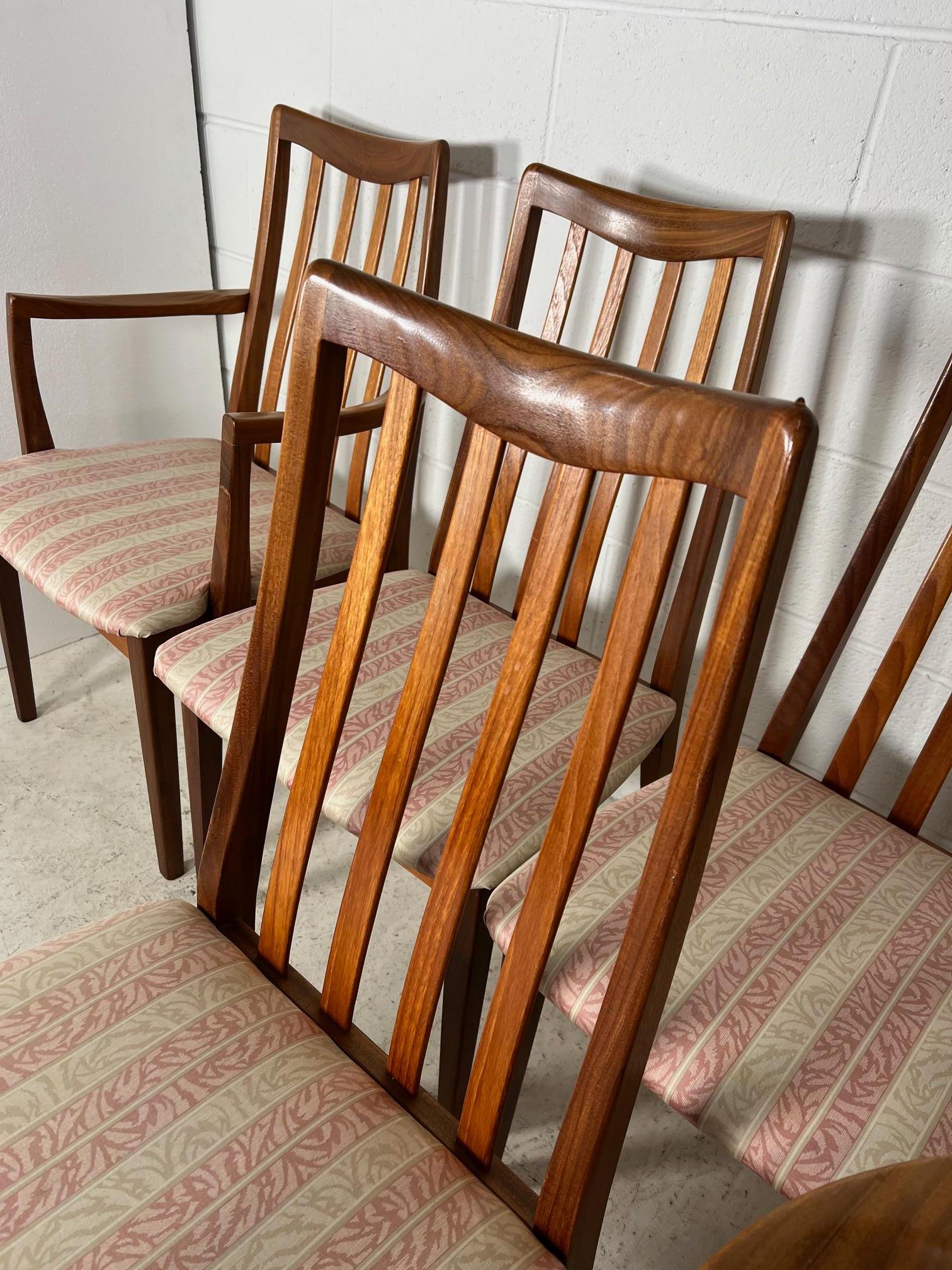 Mid-Century Modern Set Of 6 Mid Century Modern Teak Chairs By G Plan Slat Back  2 With Arms