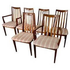 Vintage Set Of 6 Mid Century Modern Teak Chairs By G Plan Slat Back  2 With Arms
