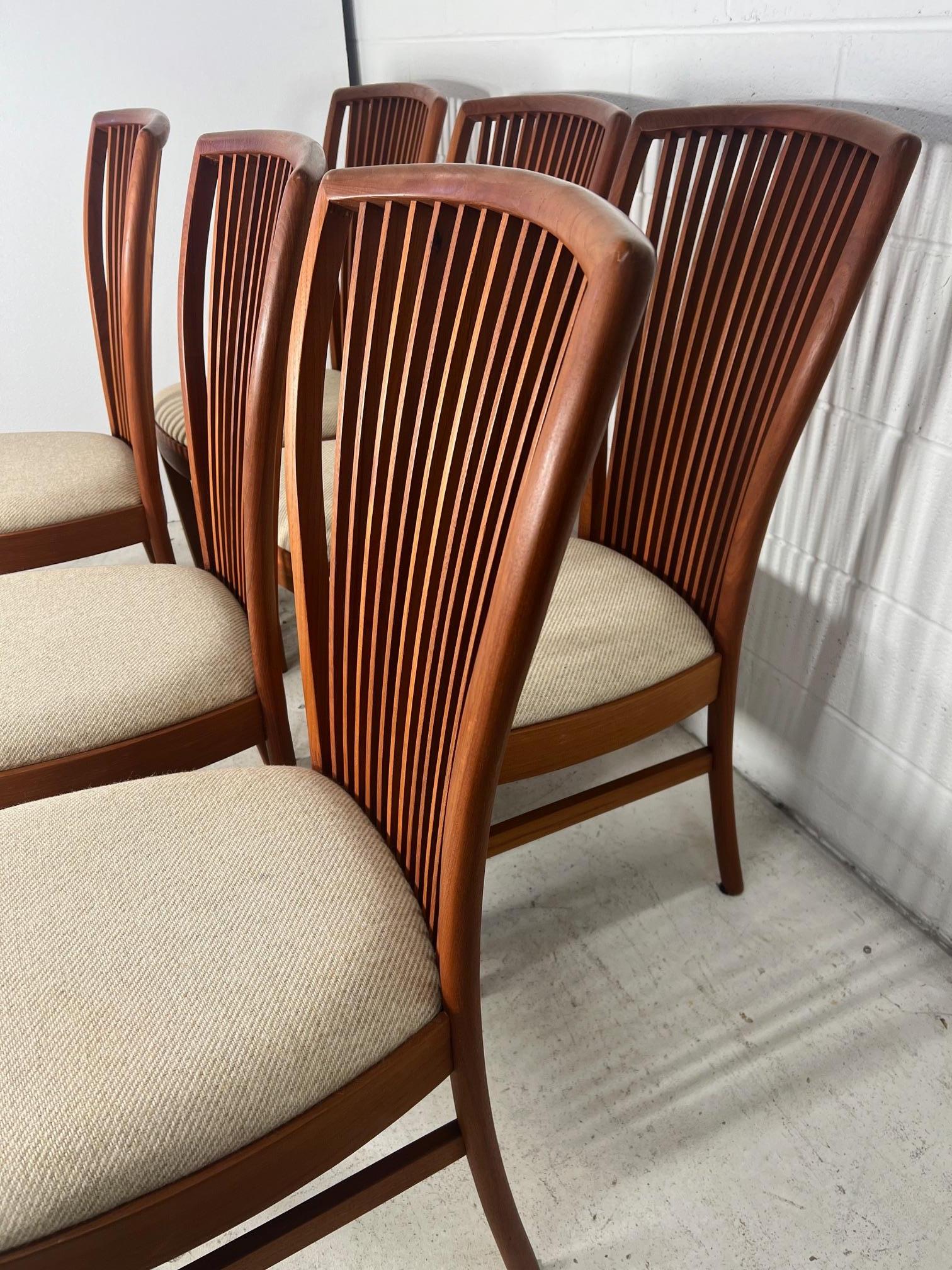 Thai Set Of 6 Mid Century Modern Teak Dining Chairs By Sun Cabinet For Sale