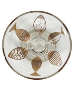 Set di 6 bicchieri moderni di metà secolo con pesci dorati su vetro trasparente di Fred Press