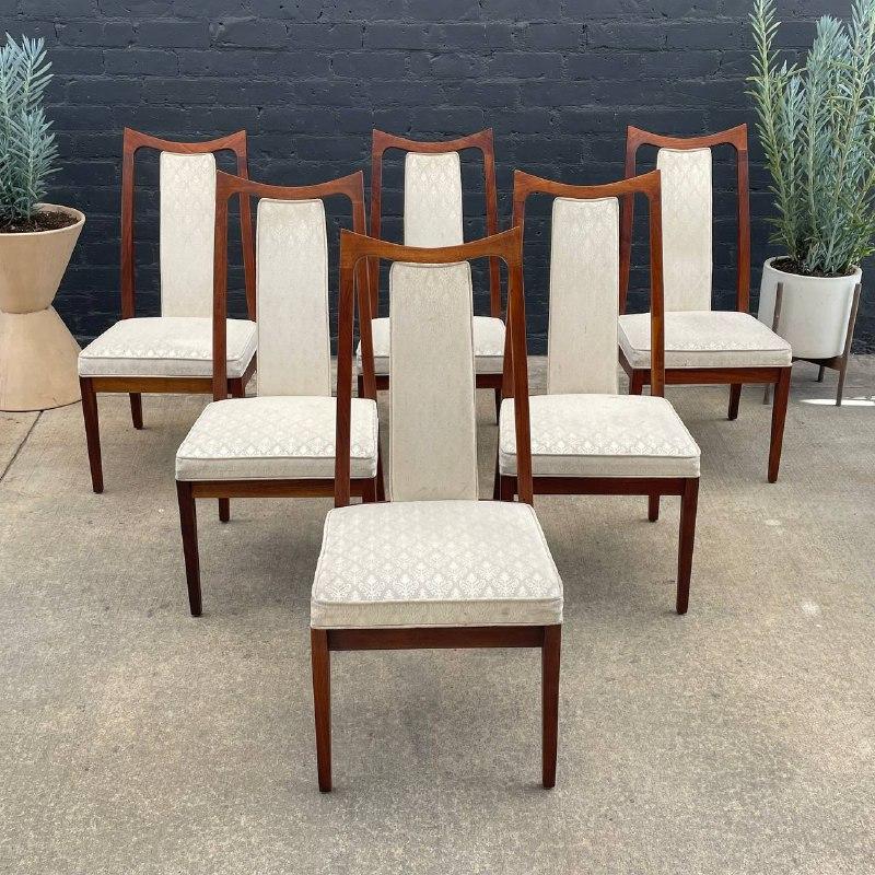 American Set of 6 Mid-Century Modern Walnut Dining Chairs by John Kapel For Sale
