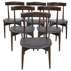 Set of 6 Mid-Century Modern Walnut Floating Seat Dining Chairs