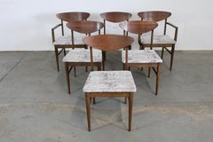 Set of 6 Mid-Century Modern Walnut Shell Back Dining Chairs