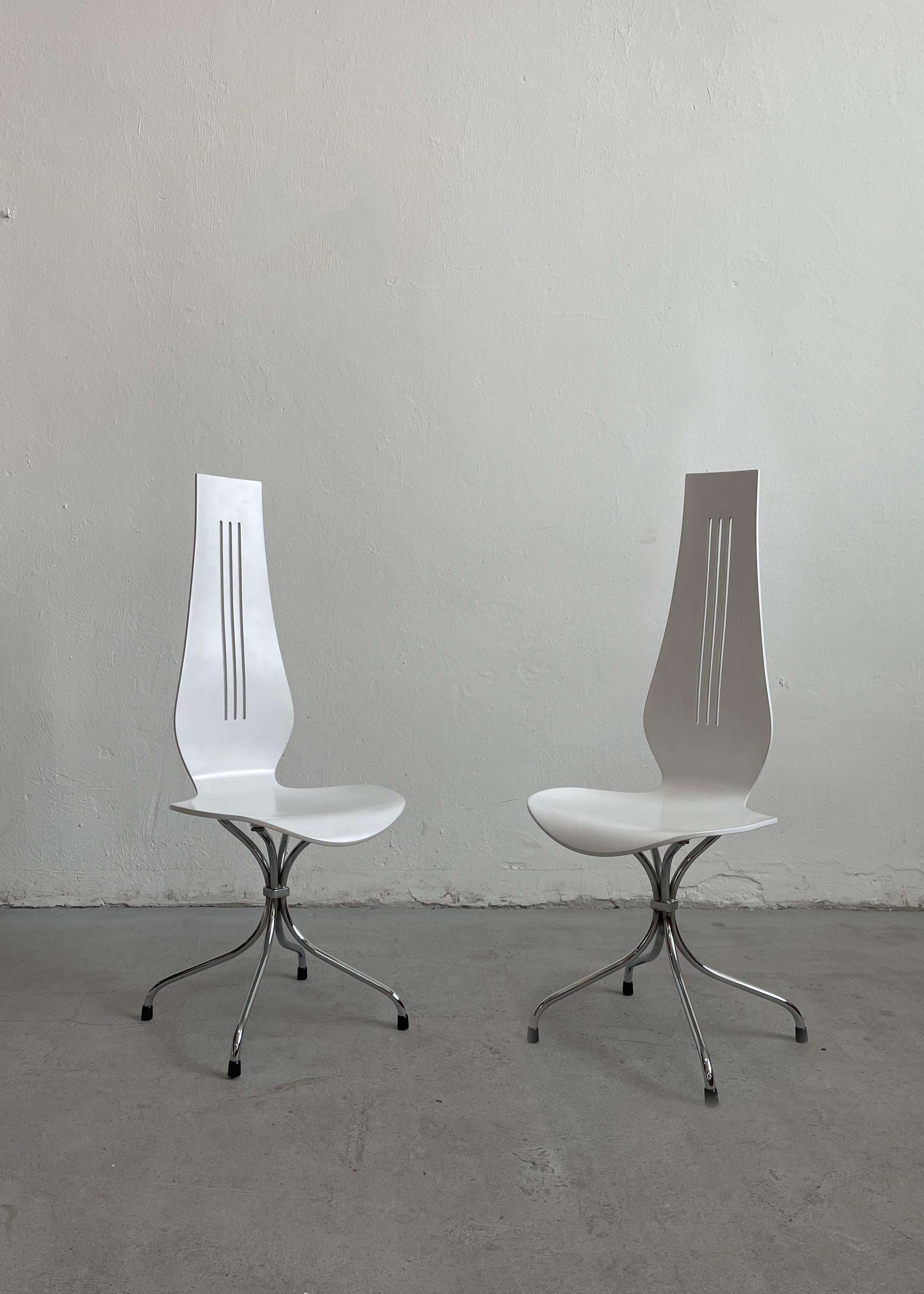 Mid-20th Century Set of 6 Mid-Century Modern White Dining Chairs by Theo Häberli 1960 Switzerland For Sale