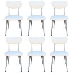 Vintage Set of 6 Mid-Century Modern White Shelby Williams Gazelle-Leg Dining Chairs
