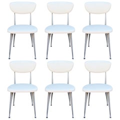 Set of 6 Mid-Century Modern White Shelby Williams Gazelle-Leg Dining Chairs