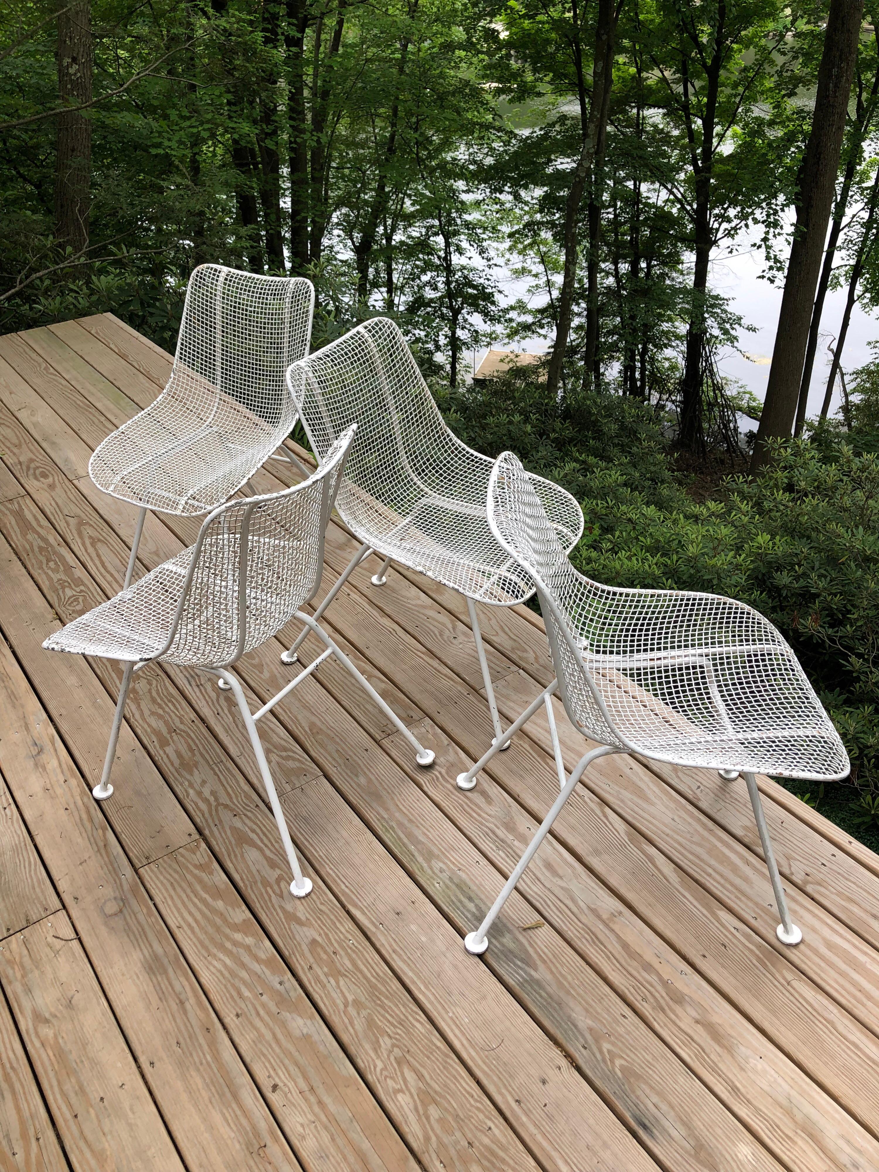 Set of 6 Mid-Century Modern Wire Mesh Sculptura Dining Chairs by Russell Woodard 1