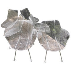 Set of 6 Mid-Century Modern Wire Mesh Sculptura Dining Chairs by Russell Woodard