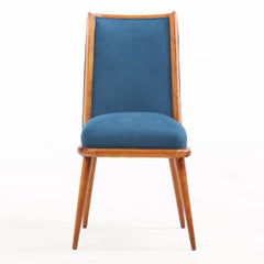 Set of 6 Mid Century Modern Wood and Upholstered Dining Chairs, C. 1960.