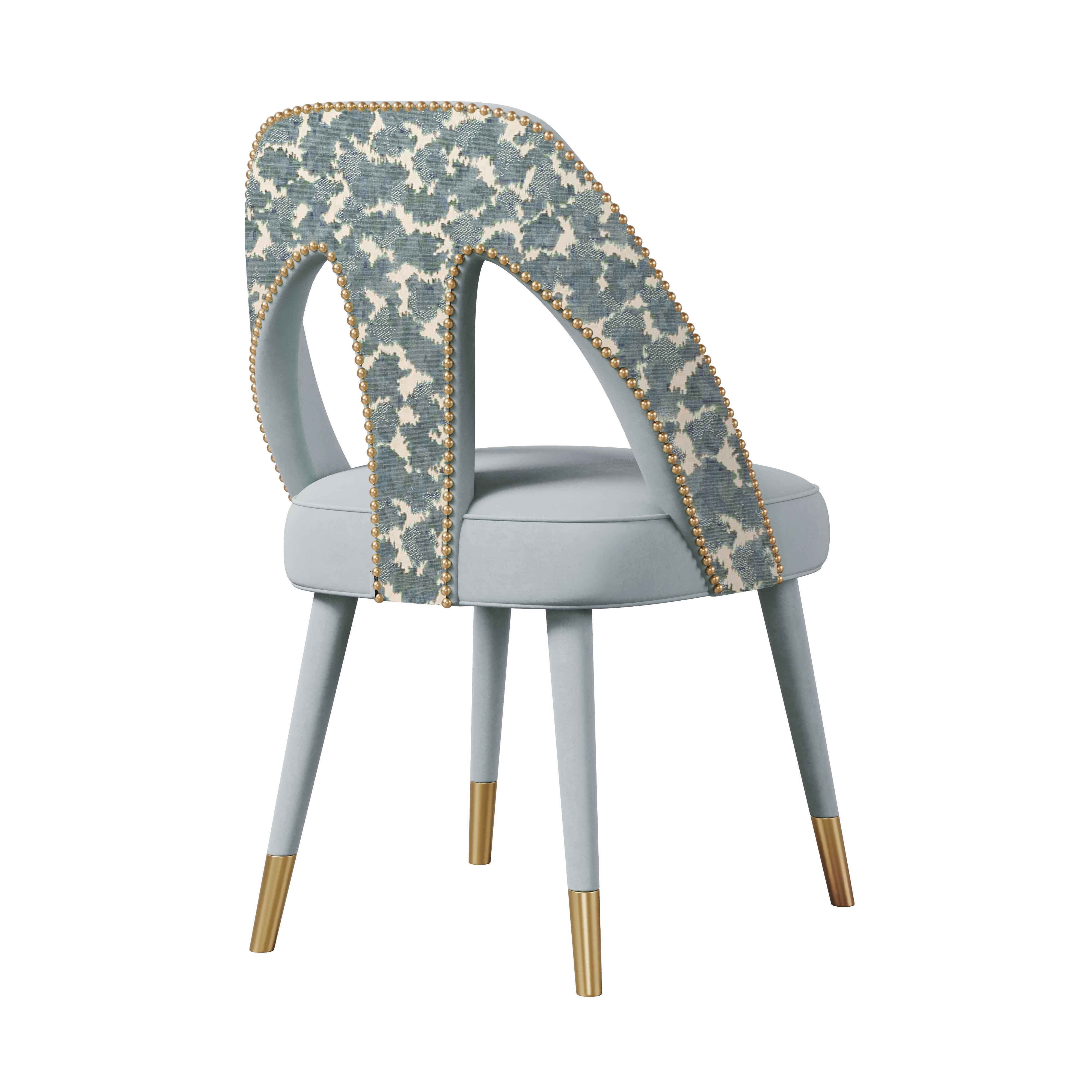Lot de 6 chaises de salle à manger de style moderne du milieu du siècleCaron Wood Brass by Ottiu en vente 1
