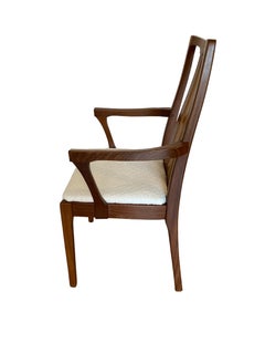 Set of 6 Mid Century Nathan Dining Chairs, Cream Boucle Upholstery, 2 Carvers