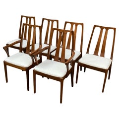 Vintage Set of 6 Mid Century Nathan Dining Chairs, Cream Boucle Upholstery, 2 Carvers